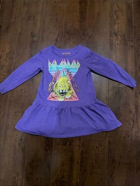 Girls' Purple Long-Sleeve Graphic Peplum Dress